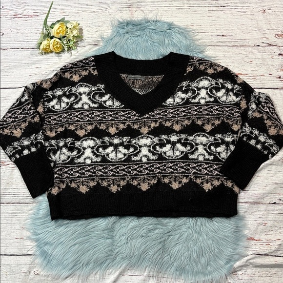 Anthropologie Cropped Fair Isle distressed textured sweater - Picture 2 of 11